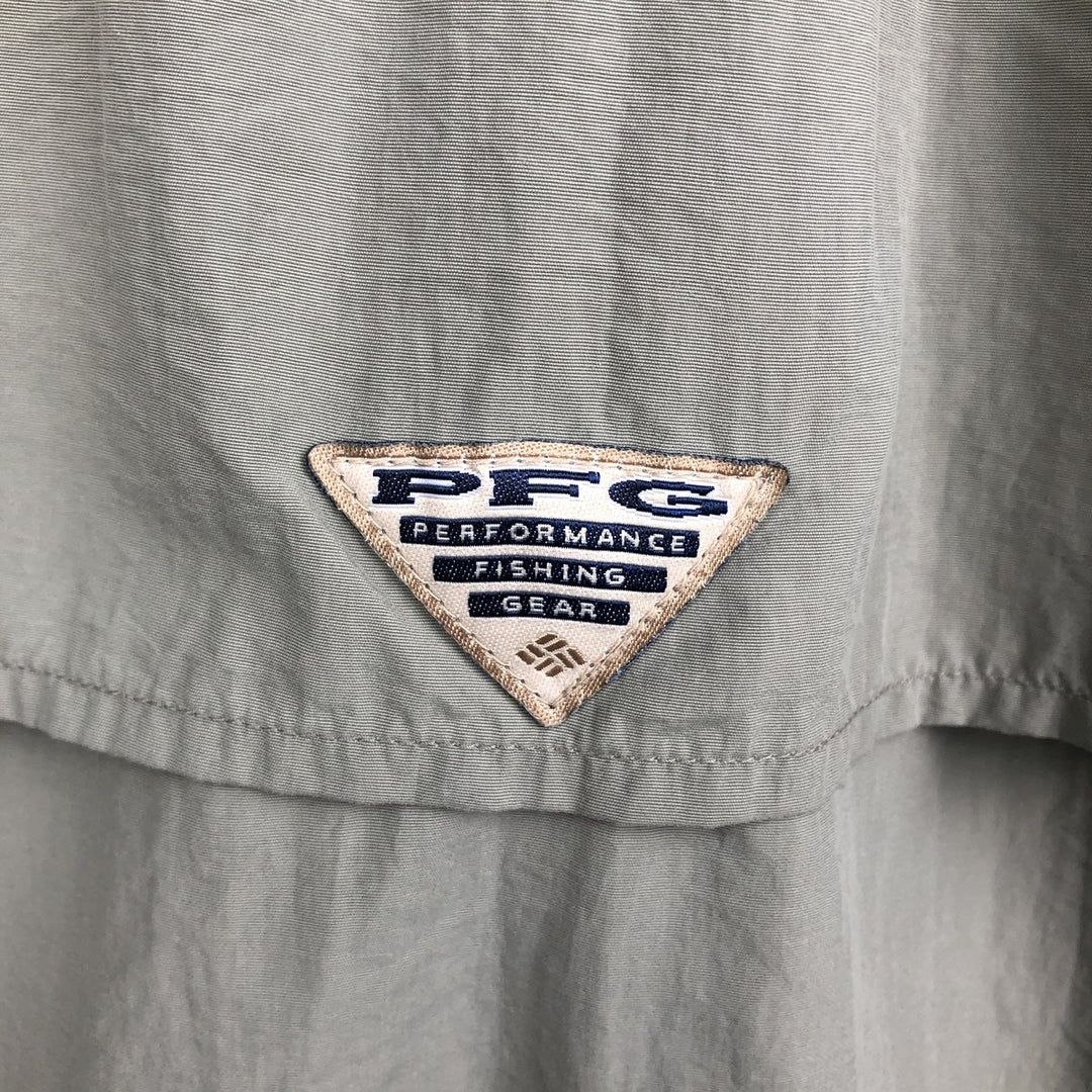 90s-00'S Columbia PFG Hidden Button Down Short Sleeve Fishing Shirt Men's XL Nylon Khaki type Vintage Second Hand