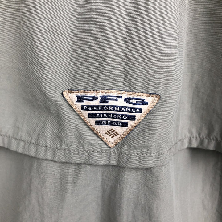 90s-00'S Columbia PFG Hidden Button Down Short Sleeve Fishing Shirt Men's XL Nylon Khaki type Vintage Second Hand