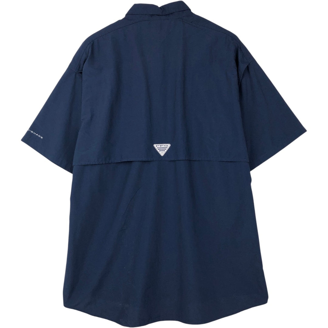 Columbia PFG OMNI-SHADE Omni-Shade Button-Down Short Sleeve Fishing Shirt Men's XL Nylon navy blue type Vintage Second Hand