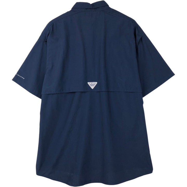 Columbia PFG OMNI-SHADE Omni-Shade Button-Down Short Sleeve Fishing Shirt Men's XL Nylon navy blue type Vintage Second Hand