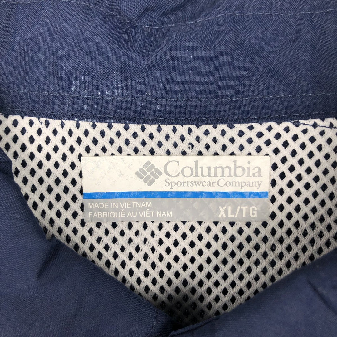 Columbia PFG OMNI-SHADE Omni-Shade Button-Down Short Sleeve Fishing Shirt Men's XL Nylon navy blue type Vintage Second Hand