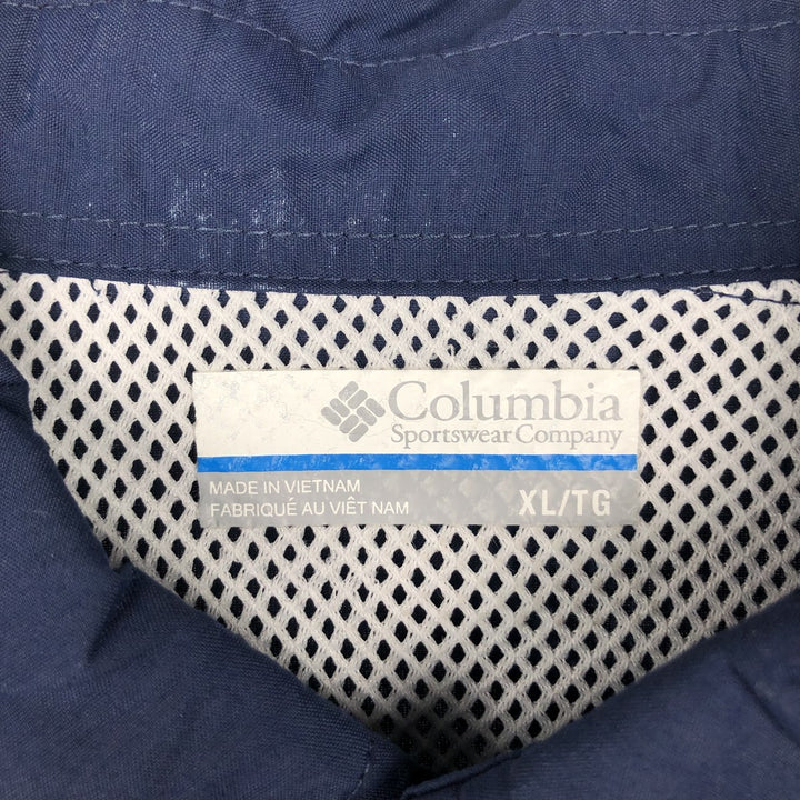 Columbia PFG OMNI-SHADE Omni-Shade Button-Down Short Sleeve Fishing Shirt Men's XL Nylon navy blue type Vintage Second Hand