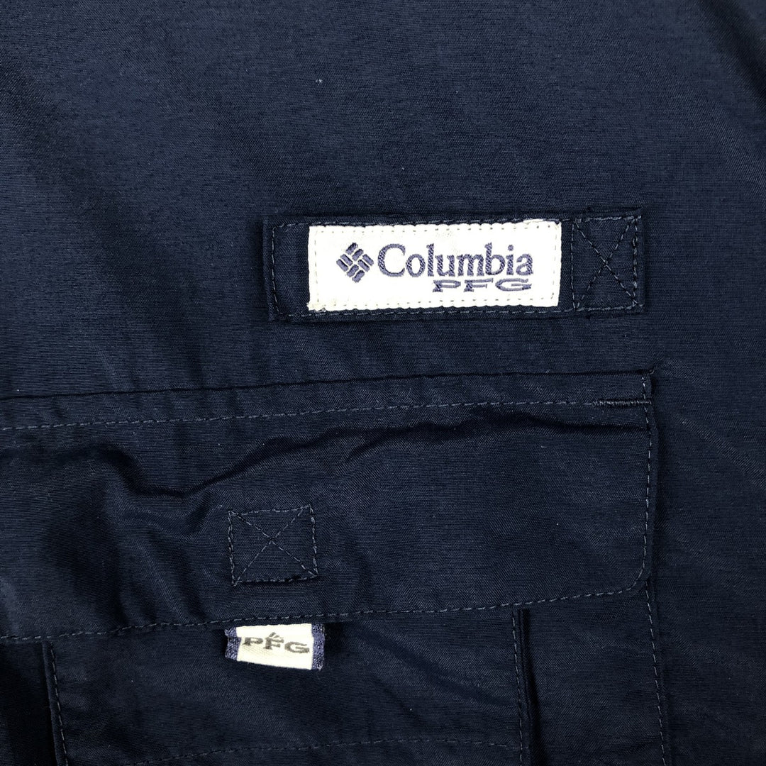 Columbia PFG OMNI-SHADE Omni-Shade Button-Down Short Sleeve Fishing Shirt Men's XL Nylon navy blue type Vintage Second Hand