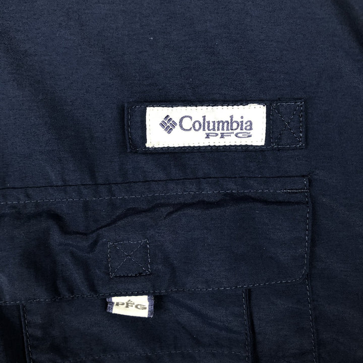 Columbia PFG OMNI-SHADE Omni-Shade Button-Down Short Sleeve Fishing Shirt Men's XL Nylon navy blue type Vintage Second Hand