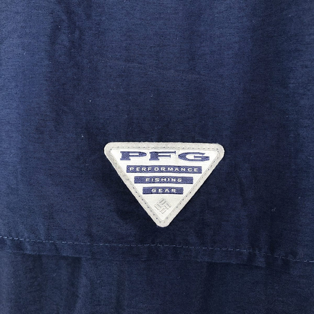 Columbia PFG OMNI-SHADE Omni-Shade Button-Down Short Sleeve Fishing Shirt Men's XL Nylon navy blue type Vintage Second Hand