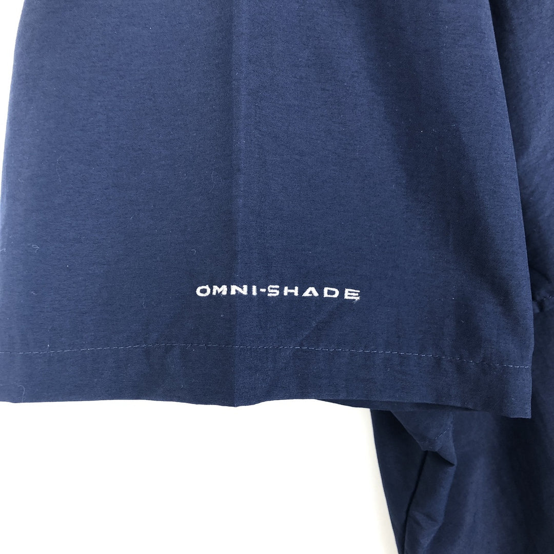 Columbia PFG OMNI-SHADE Omni-Shade Button-Down Short Sleeve Fishing Shirt Men's XL Nylon navy blue type Vintage Second Hand