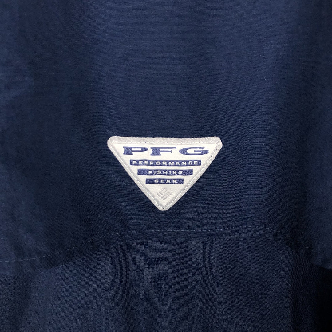 Columbia PFG OMNI-SHADE BAHAMA Button-Down Short-Sleeve Fishing Shirt (Men's XL equivalent) Nylon navy blue type Vintage Second Hand