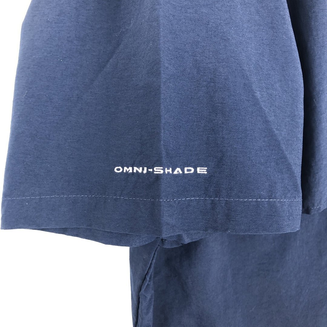 Columbia PFG OMNI-SHADE BAHAMA Button-Down Short-Sleeve Fishing Shirt (Men's XL equivalent) Nylon navy blue type Vintage Second Hand
