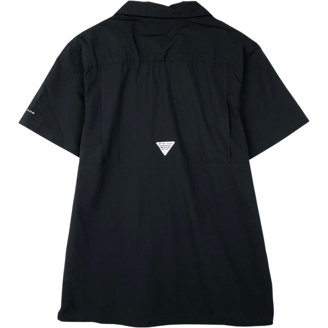 Columbia PFG Omni-Shade Ripstop Open Collar Short Sleeve Fishing Shirt (Box Shirt) - Men's Size M (approx.) polyester black type Vintage Second Hand