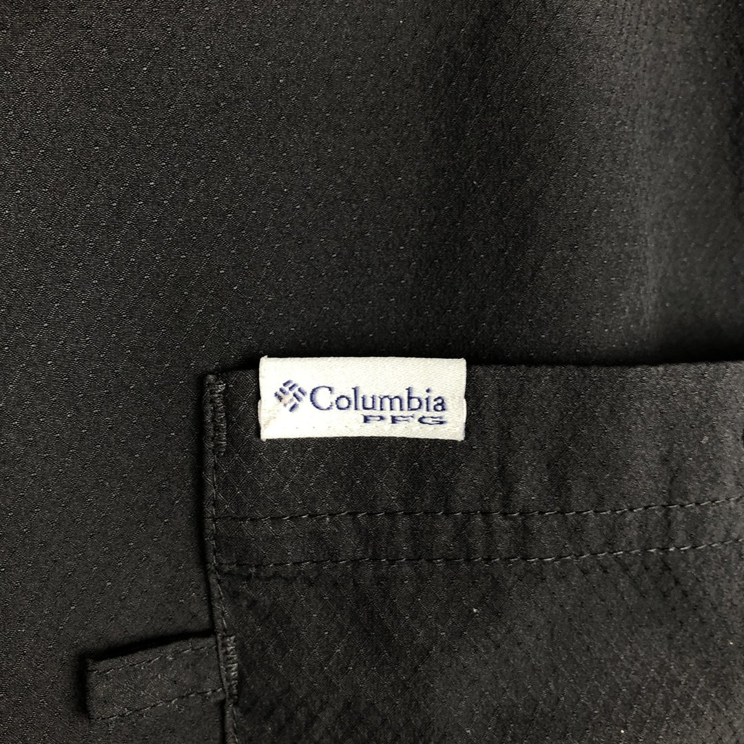 Columbia PFG Omni-Shade Ripstop Open Collar Short Sleeve Fishing Shirt (Box Shirt) - Men's Size M (approx.) polyester black type Vintage Second Hand