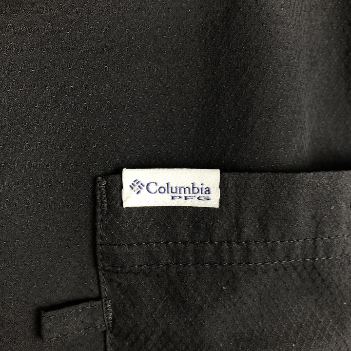 Columbia PFG Omni-Shade Ripstop Open Collar Short Sleeve Fishing Shirt (Box Shirt) - Men's Size M (approx.) polyester black type Vintage Second Hand
