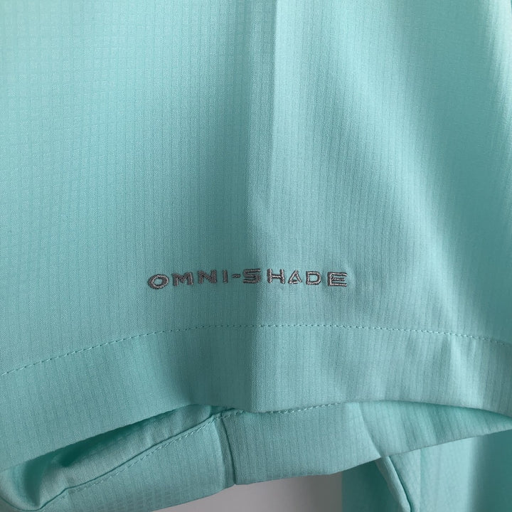 Columbia PFG OMNI-SHADE Ripstop Button-Down Short-Sleeve Fishing Shirt (Men's Size L) polyester Mint green Vintage Second Hand