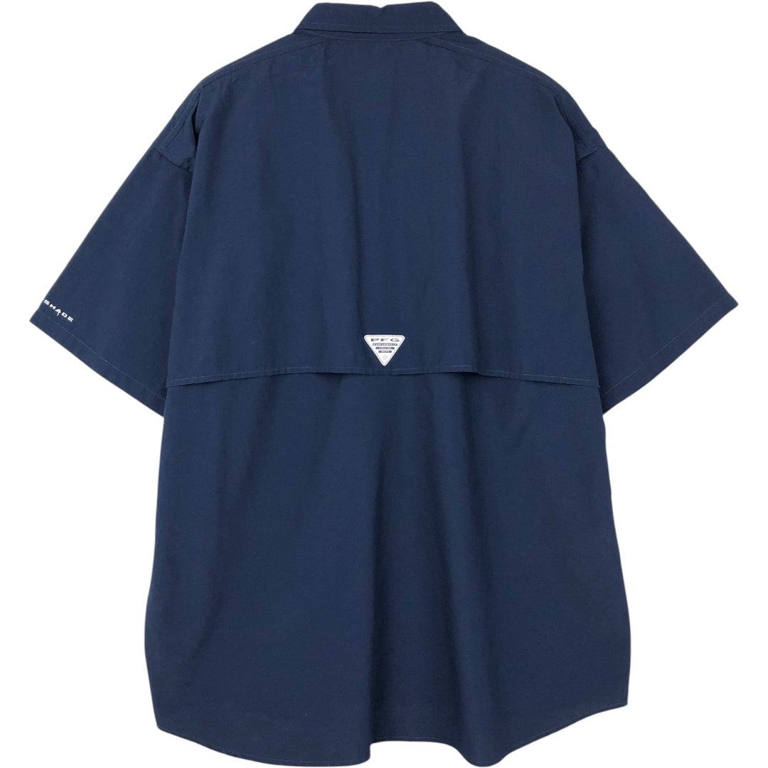 Columbia PFG OMNI-SHADE Omni-Shade Button-Down Short Sleeve Fishing Shirt Men's XL Nylon navy blue type Vintage Second Hand