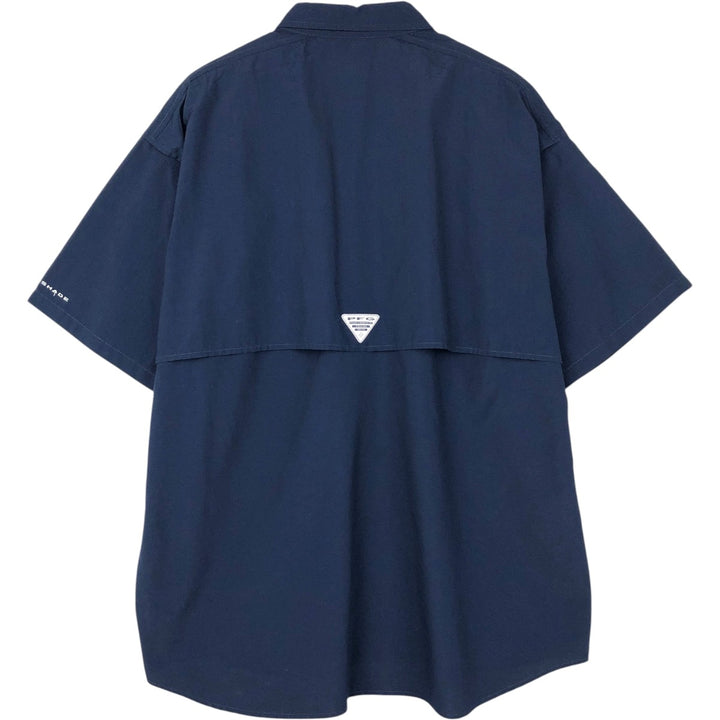 Columbia PFG OMNI-SHADE Omni-Shade Button-Down Short Sleeve Fishing Shirt Men's XL Nylon navy blue type Vintage Second Hand