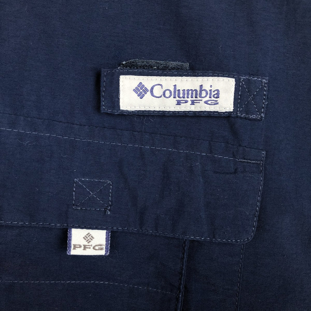 Columbia PFG OMNI-SHADE Omni-Shade Button-Down Short Sleeve Fishing Shirt Men's XL Nylon navy blue type Vintage Second Hand