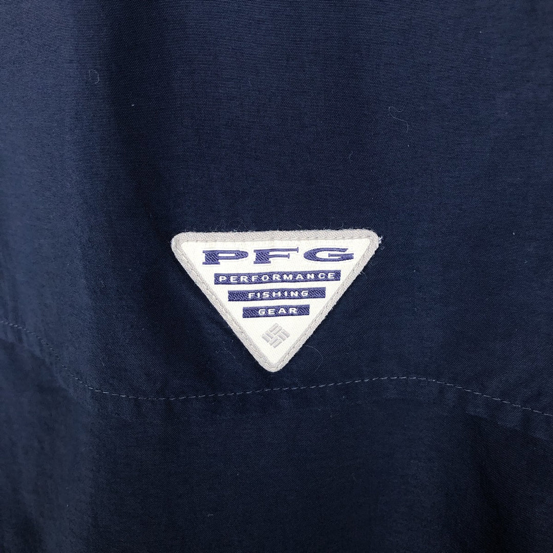 Columbia PFG OMNI-SHADE Omni-Shade Button-Down Short Sleeve Fishing Shirt Men's XL Nylon navy blue type Vintage Second Hand