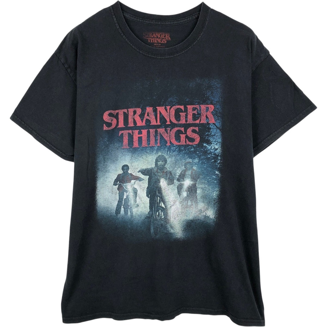 STRANGER THINGS Stranger Things Movie T-shirt Men's L size cotton black type Vintage Second Hand