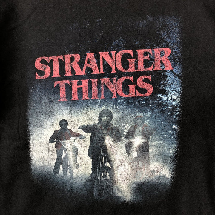 STRANGER THINGS Stranger Things Movie T-shirt Men's L size cotton black type Vintage Second Hand