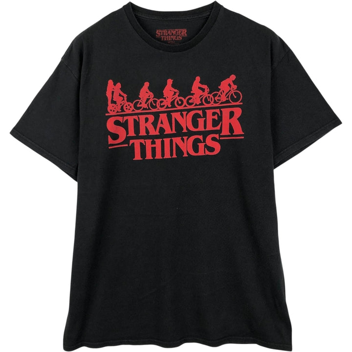 STRANGER THINGS Stranger Things Movie T-shirt Men's L size cotton black type Vintage Second Hand