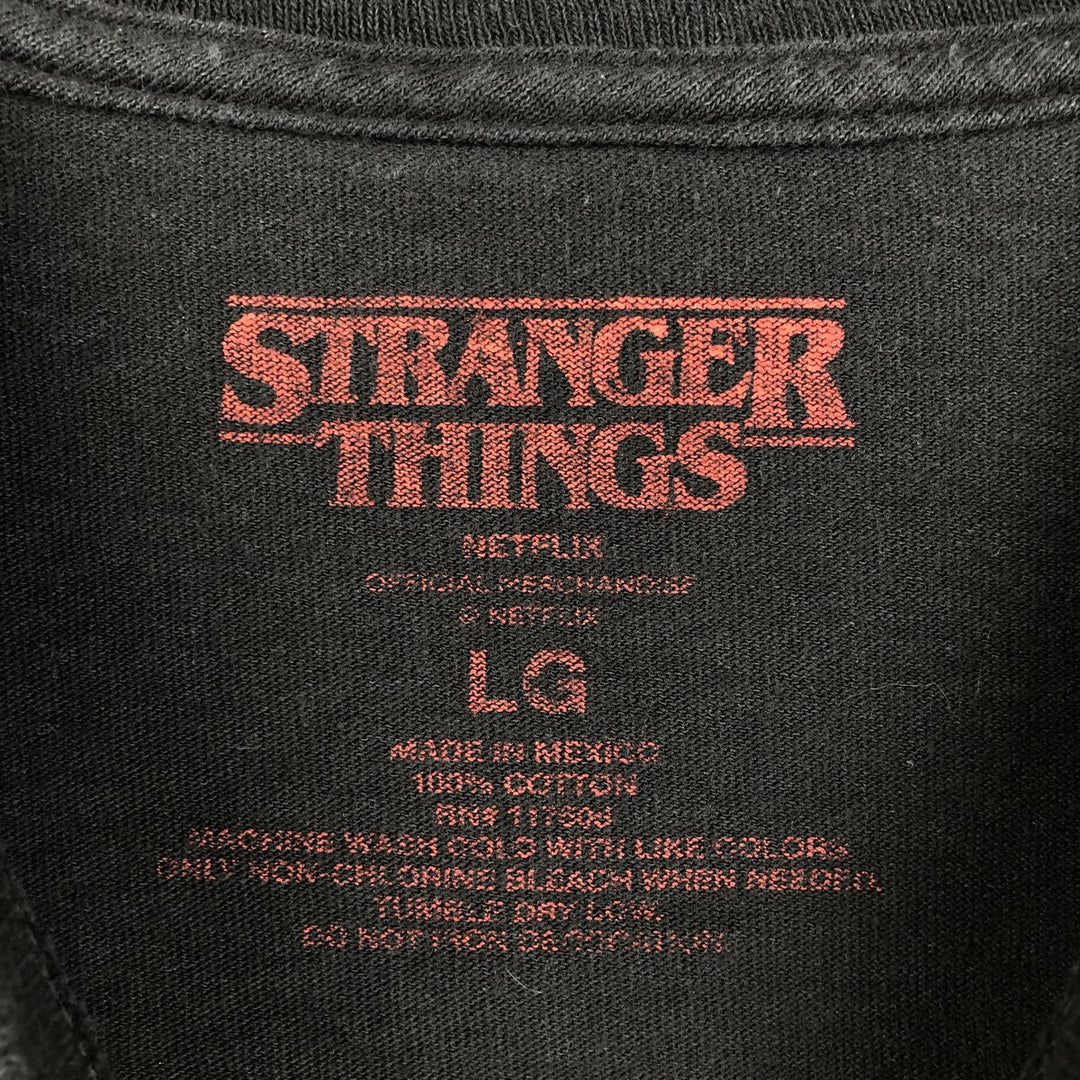STRANGER THINGS Stranger Things Movie T-shirt Men's L size cotton black type Vintage Second Hand