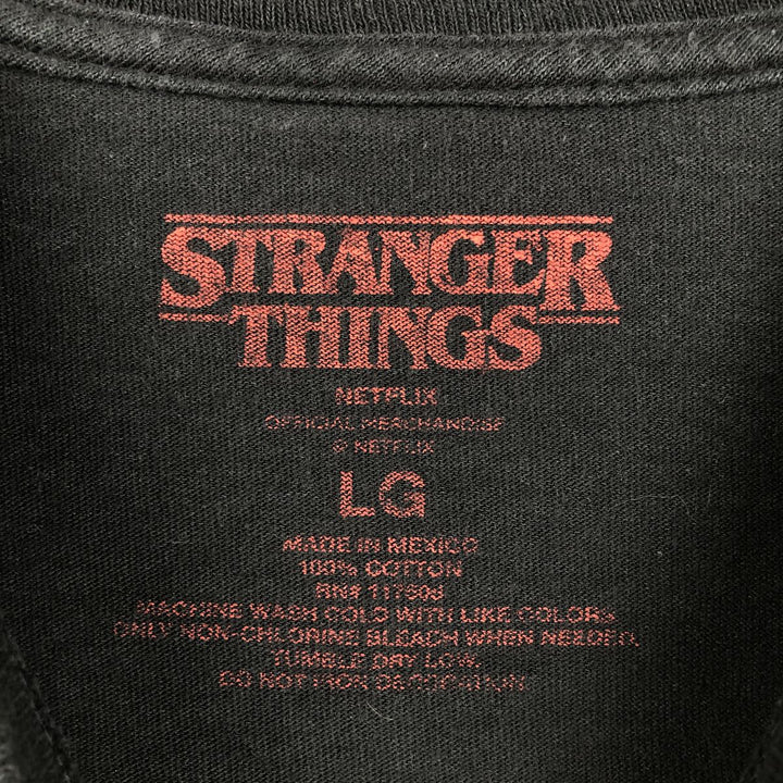 STRANGER THINGS Stranger Things Movie T-shirt Men's L size cotton black type Vintage Second Hand