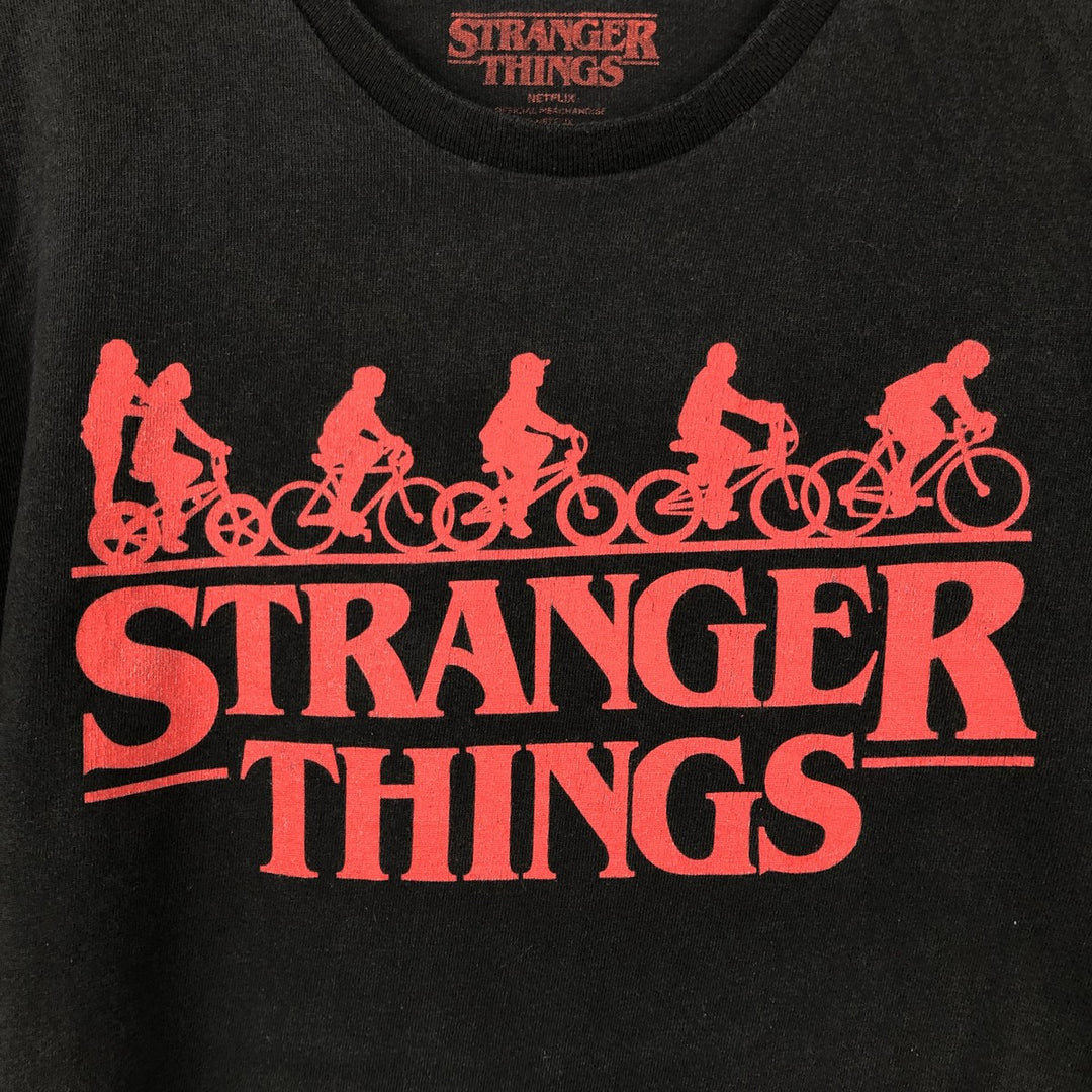 STRANGER THINGS Stranger Things Movie T-shirt Men's L size cotton black type Vintage Second Hand