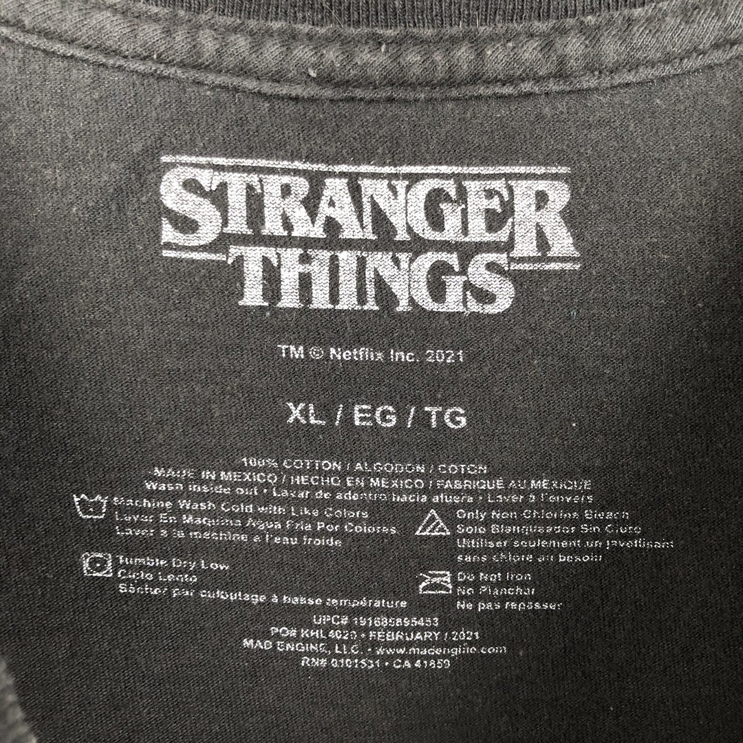 STRANGER THINGS Stranger Things Movie T-shirt Men's XL size cotton black type Vintage Second Hand