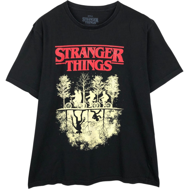 STRANGER THINGS Stranger Things Movie T-shirt Men's L size cotton black type Vintage Second Hand