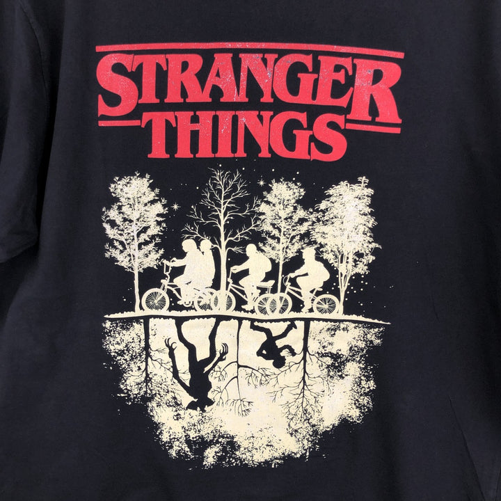 STRANGER THINGS Stranger Things Movie T-shirt Men's L size cotton black type Vintage Second Hand