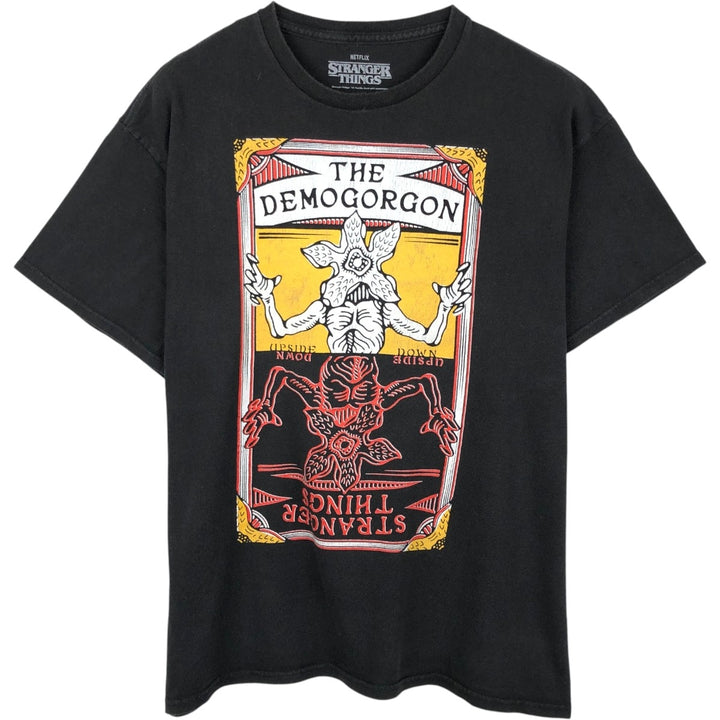 STRANGER THINGS Demogorgon Movie T-Shirt (Men's Size L) cotton black type Vintage Second Hand