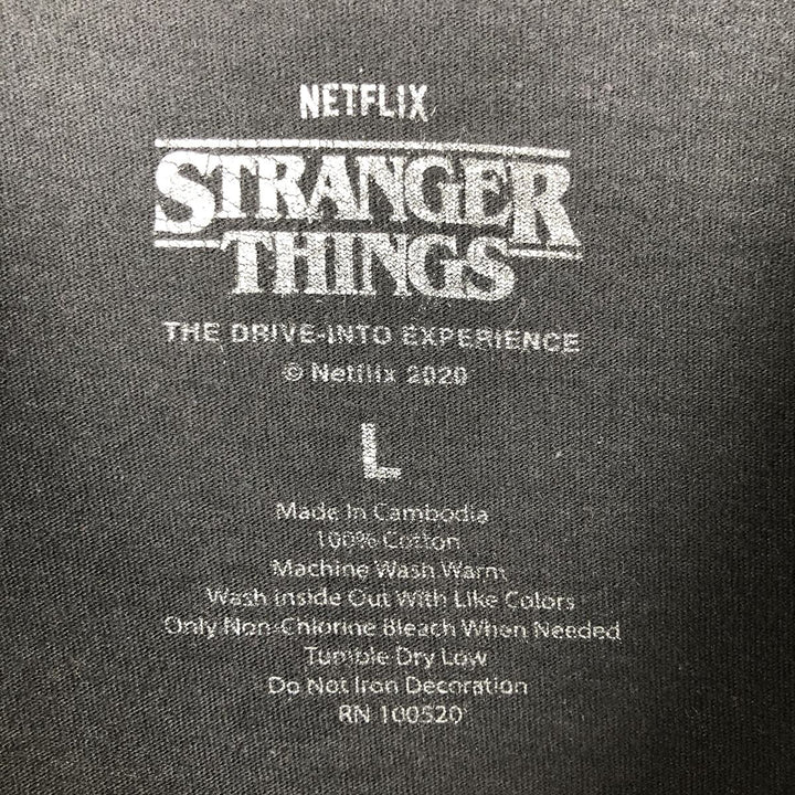 STRANGER THINGS Stranger Things Movie T-shirt Men's L size cotton black type Vintage Second Hand