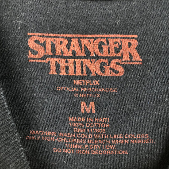 STRANGER THINGS Stranger Things Movie T-shirt Men's M size cotton black type Vintage Second Hand