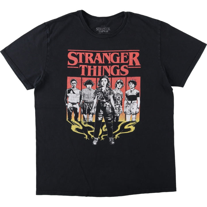 STRANGER THINGS Stranger Things Movie T-shirt Men's L size cotton black type Vintage Second Hand