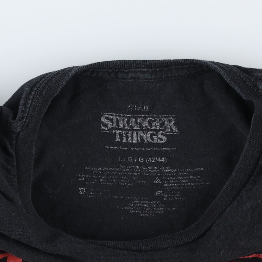 STRANGER THINGS Stranger Things Movie T-shirt Men's L size cotton black type Vintage Second Hand