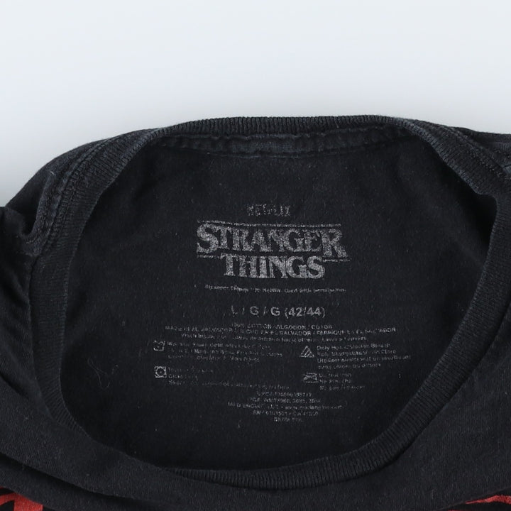 STRANGER THINGS Stranger Things Movie T-shirt Men's L size cotton black type Vintage Second Hand
