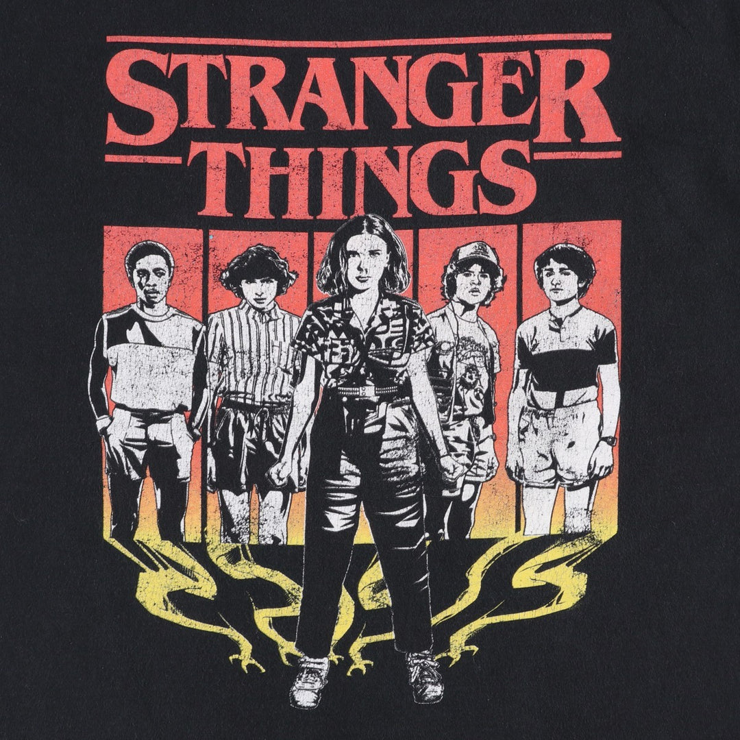 STRANGER THINGS Stranger Things Movie T-shirt Men's L size cotton black type Vintage Second Hand