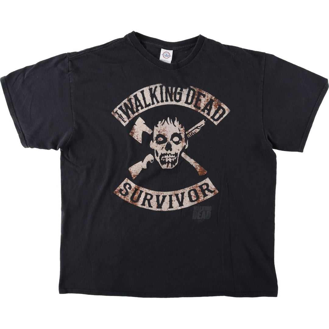 Delta The Walking Dead Skull Pattern Movie T-Shirt, Men's XL cotton black type Vintage Second Hand