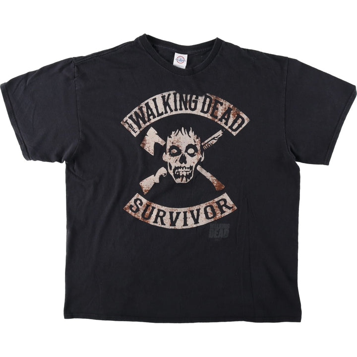 Delta The Walking Dead Skull Pattern Movie T-Shirt, Men's XL cotton black type Vintage Second Hand