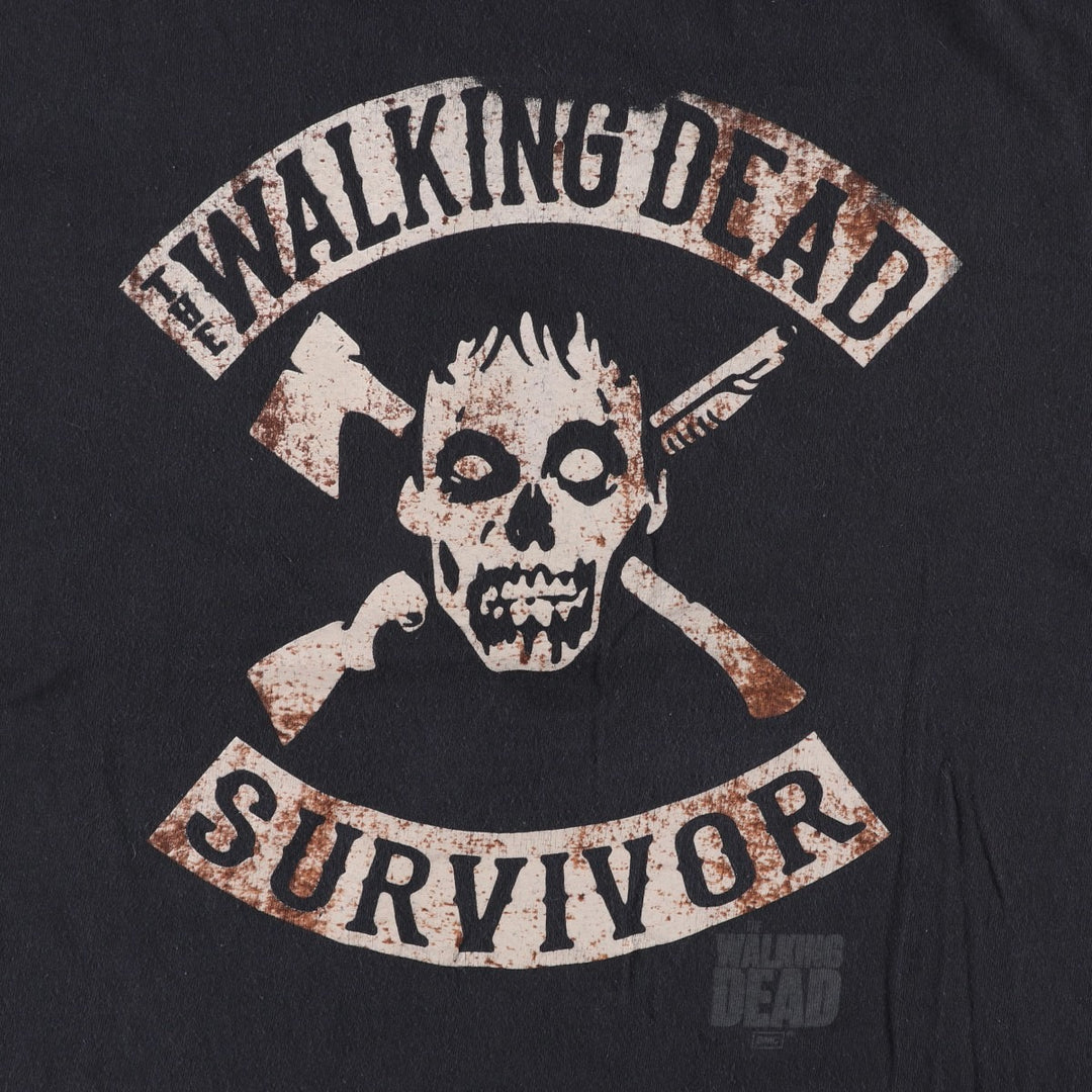Delta The Walking Dead Skull Pattern Movie T-Shirt, Men's XL cotton black type Vintage Second Hand