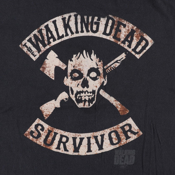 Delta The Walking Dead Skull Pattern Movie T-Shirt, Men's XL cotton black type Vintage Second Hand