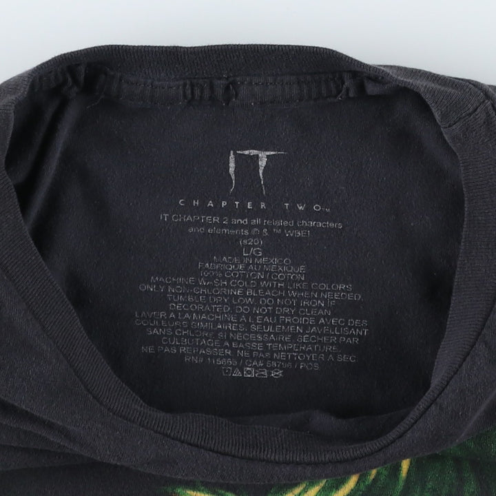 IT Pennywise Movie T-Shirt (Men's Size L) cotton black type Vintage Second Hand