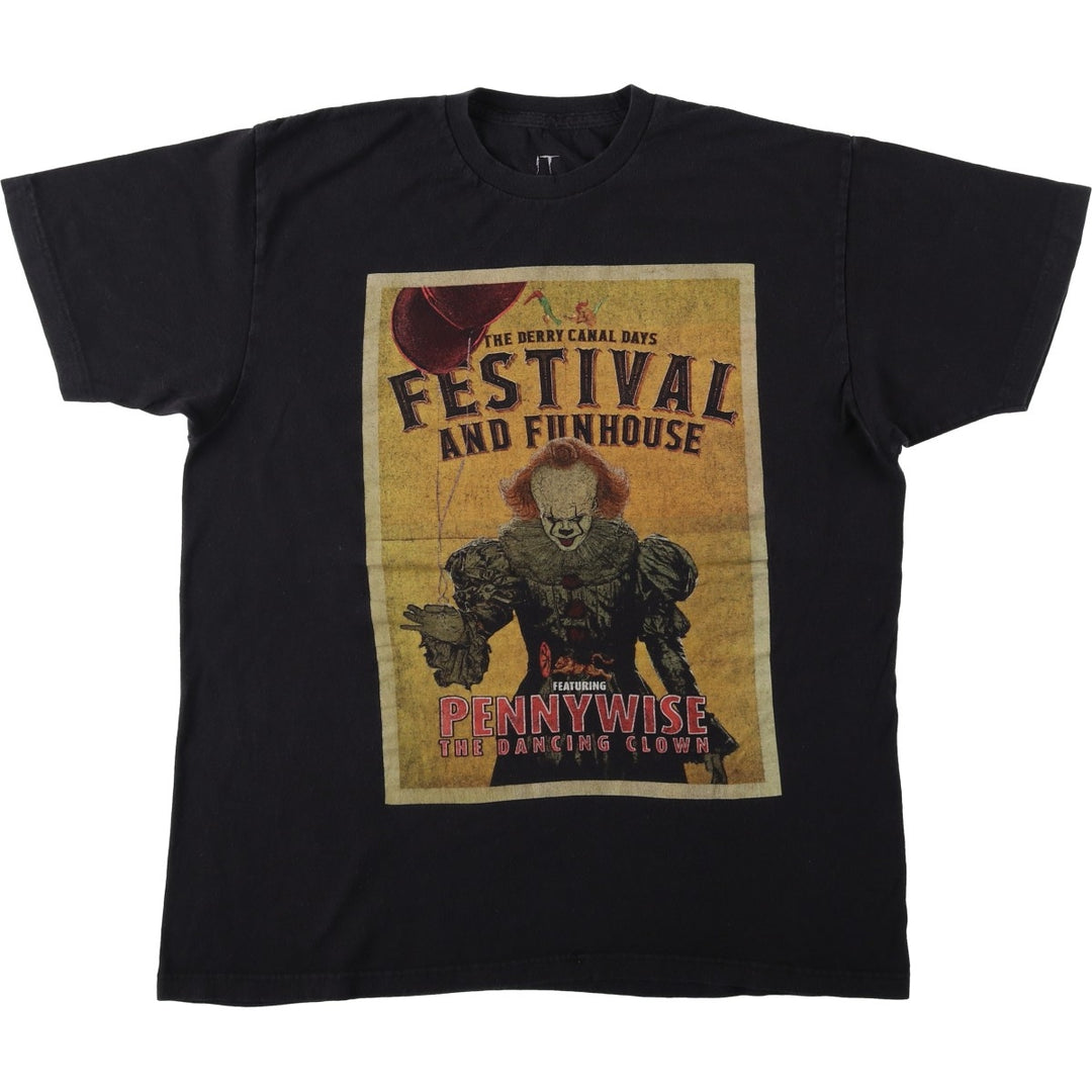 IT Pennywise Movie T-Shirt (Men's Size L) cotton black type Vintage Second Hand