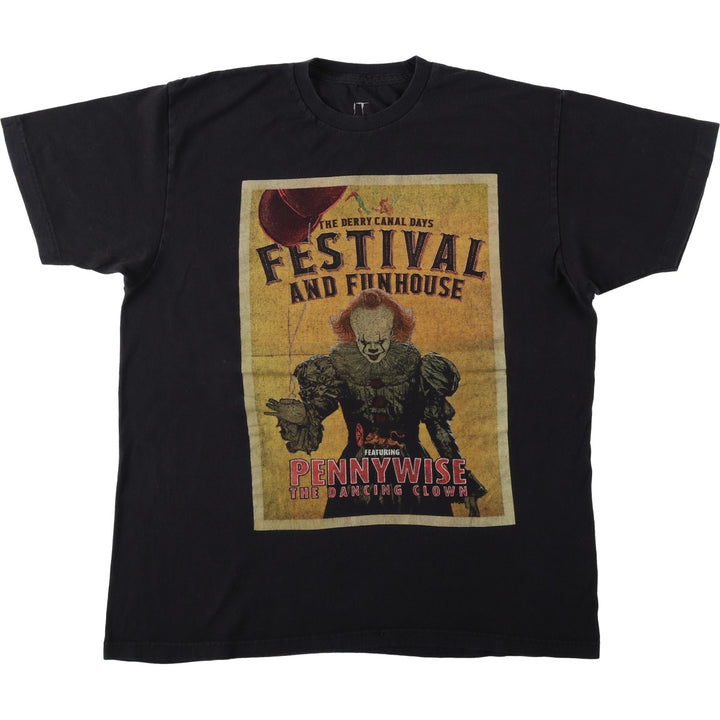 IT Pennywise Movie T-Shirt (Men's Size L) cotton black type Vintage Second Hand