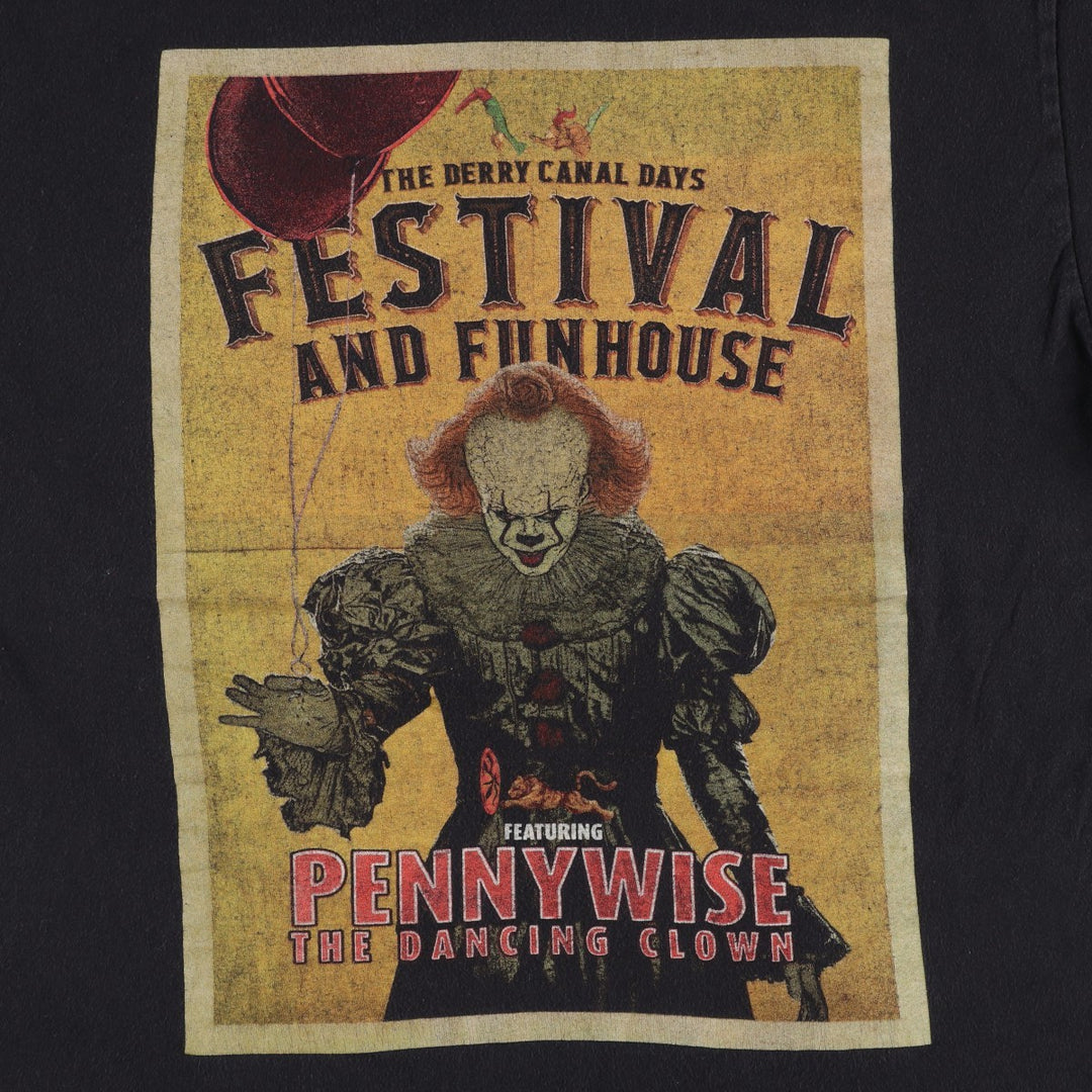 IT Pennywise Movie T-Shirt (Men's Size L) cotton black type Vintage Second Hand