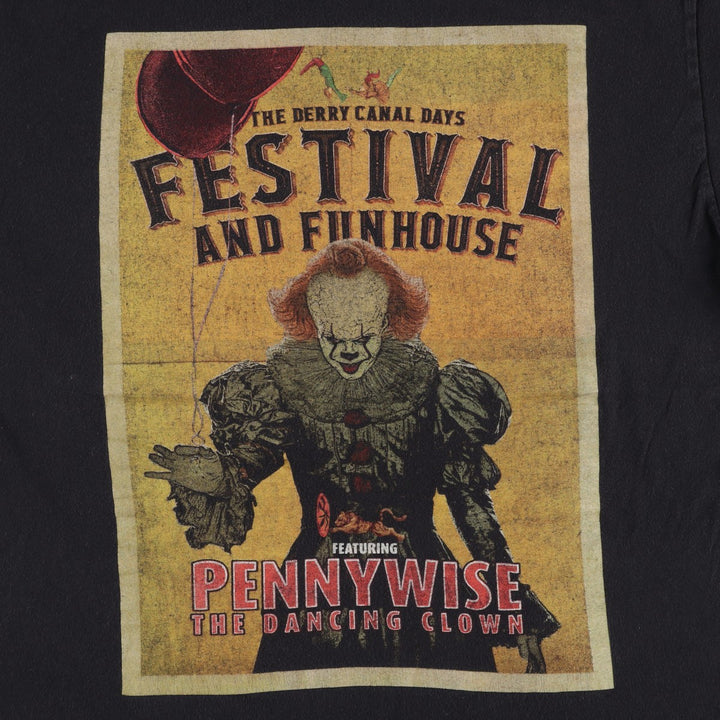 IT Pennywise Movie T-Shirt (Men's Size L) cotton black type Vintage Second Hand