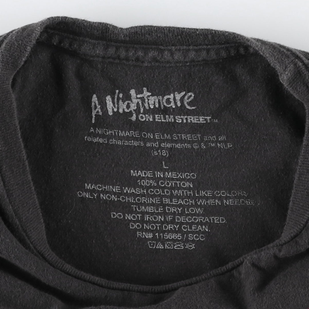 A NIGHTMARE ON ELM STREET Freddy Krueger Movie T-Shirt (Men's Size L) cotton black type Vintage Second Hand