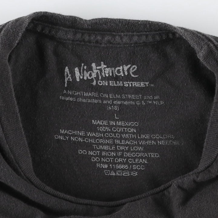 A NIGHTMARE ON ELM STREET Freddy Krueger Movie T-Shirt (Men's Size L) cotton black type Vintage Second Hand