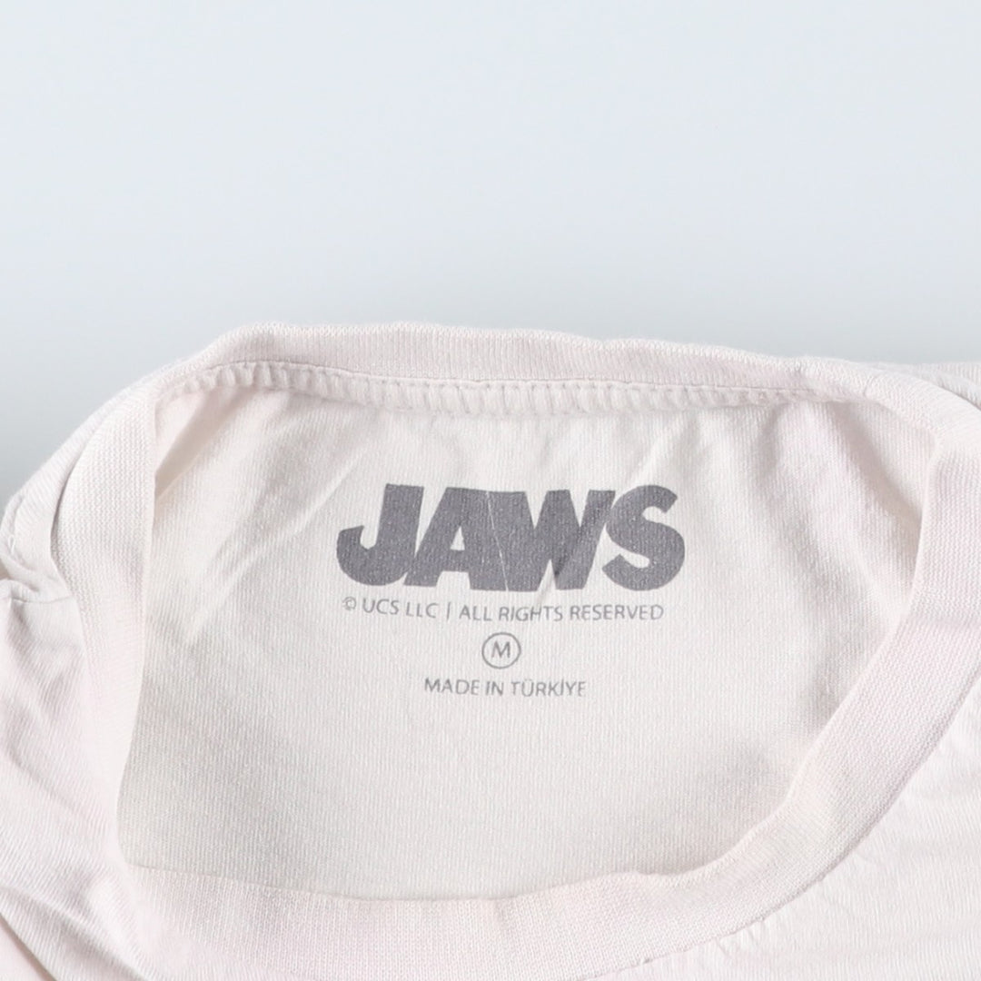 JAWS Jaws Movie T-shirt Men's M size unclear white type Vintage Second Hand