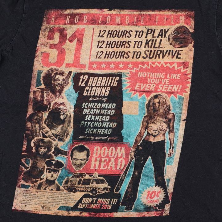 Pacific 31 Rob Zombie Movie T-Shirt (Men's Size M) cotton black type Vintage Second Hand