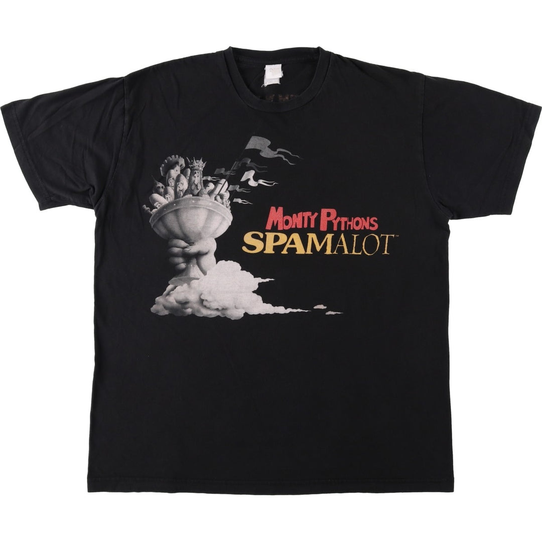 MONTY PYTHONS SPAMALOT Monty Python's Spamalot Musical Print T-Shirt, Men's Size M (approx.) unclear black type Vintage Second Hand